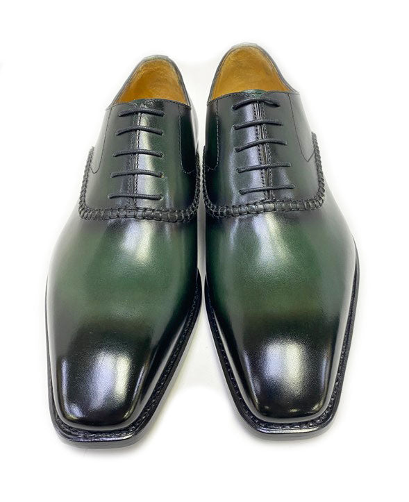 Ugo Vasare "Daniel" Burnished Calfskin Lace-Up Oxford Olive