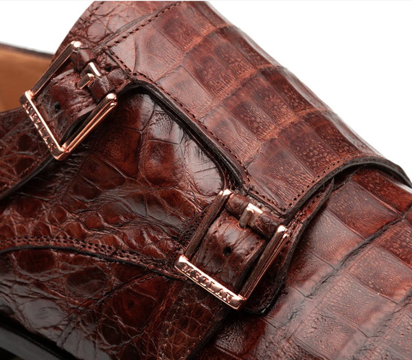 Mezlan Doyers Crocodile Monkstrap Shoe - Sport