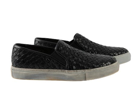 Toscana Woven Leather Sneaker - Black