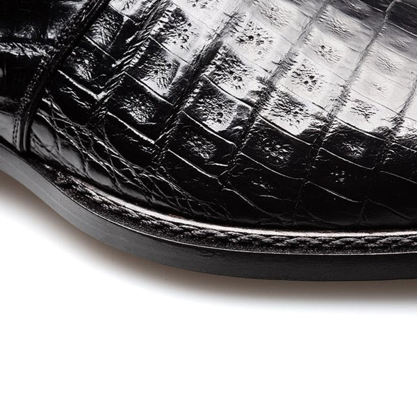 Mezlan Gigolo Crocodile Monkstrap - Black
