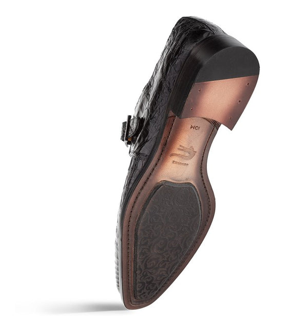 Mezlan Gigolo Crocodile Monkstrap - Black