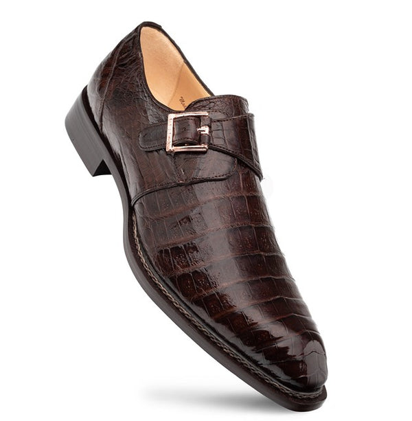 Mezlan Gigolo Crocodile Monkstrap - Brown