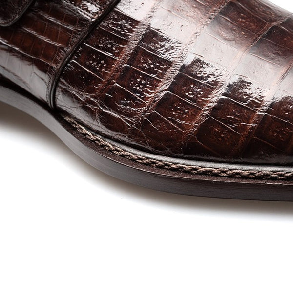 Mezlan Gigolo Crocodile Monkstrap - Brown