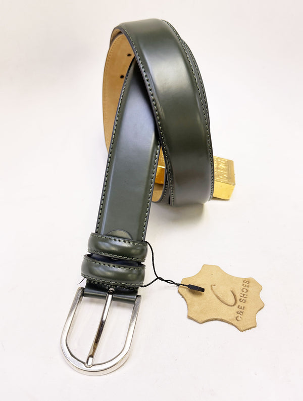 C Collection Leather Belt - Green