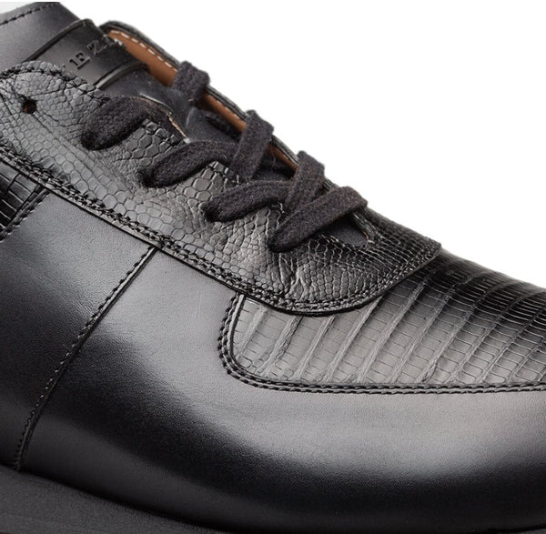 Mezlan Lizard Calfskin Sneaker - Black