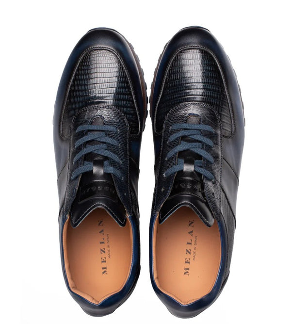 Mezlan Lizard Calfskin Sneaker - Blue