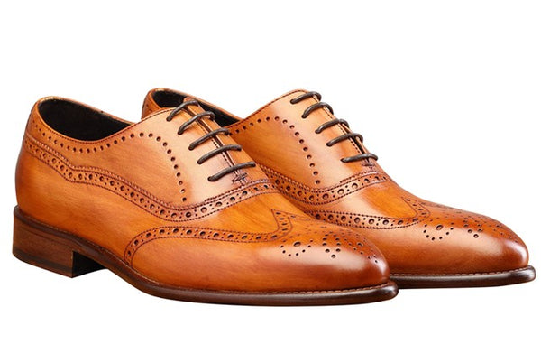 Toscana Leather Wingtip Shoe - Caramel