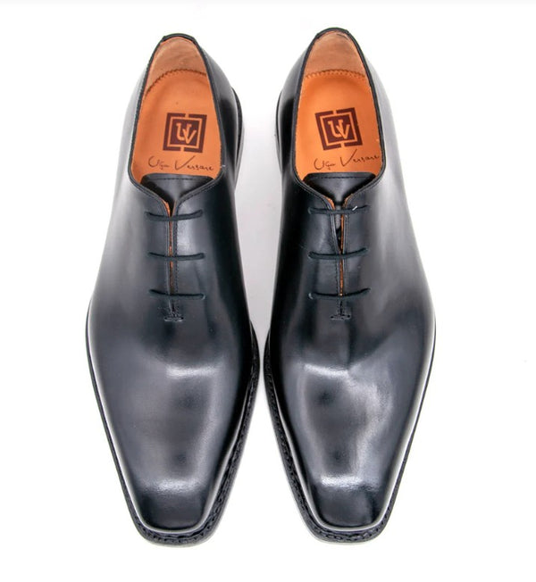 Ugo Vasare "Jason Sr" Burnished Calfskin Lace-Up Oxford Black