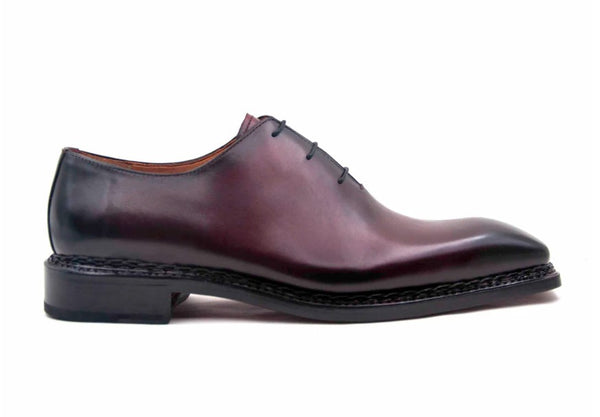 Ugo Vasare "Jason Sr" Burnished Calfskin Lace-Up Oxford Burgundy