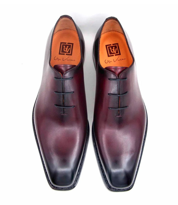 Ugo Vasare "Jason Sr" Burnished Calfskin Lace-Up Oxford Burgundy