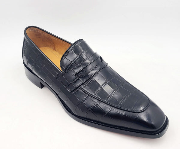 Maurice Croco Leather Loafer - Black