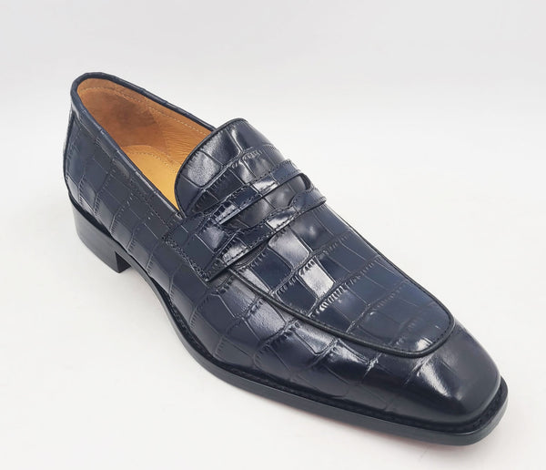 Maurice Croco Leather Loafer - Navy