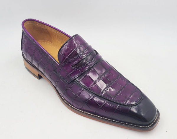 Maurice Croco Leather Loafer - Purple