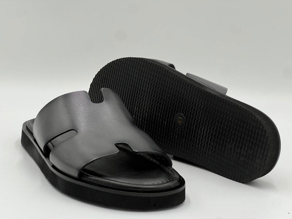 C Collection Calfskin Sandal - Charcoal