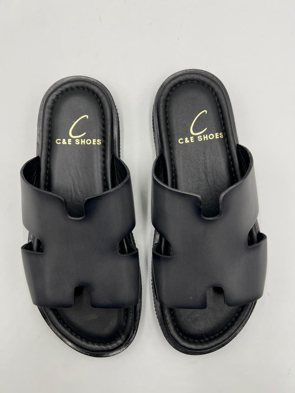 C Collection Calfskin Sandal - Charcoal
