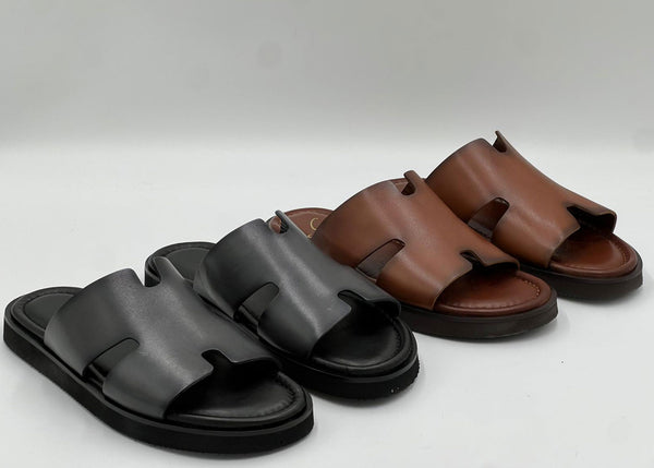 C Collection Calfskin Sandal - Charcoal