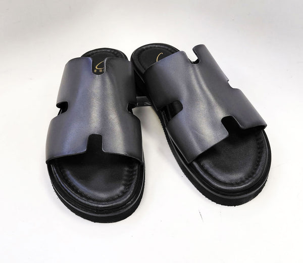 C Collection Calfskin Sandal - Charcoal