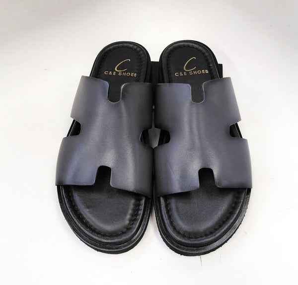 C Collection Calfskin Sandal - Charcoal