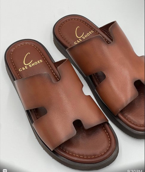 C Collection Calfskin Sandal - Camel