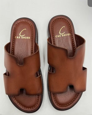 C Collection Calfskin Sandal - Camel
