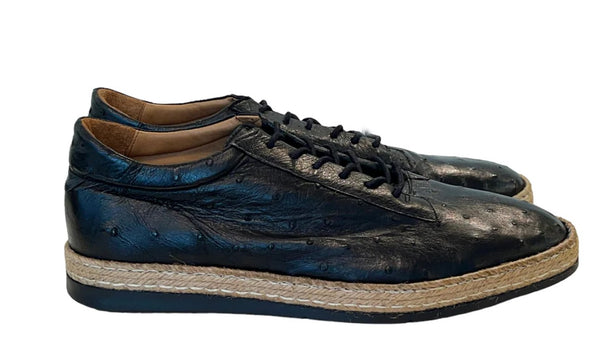Pelle Monaco Ostrich Espadrille - Black