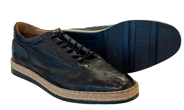 Pelle Monaco Ostrich Espadrille - Black
