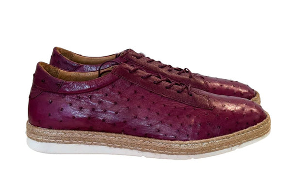 Pelle Monaco Ostrich Espadrille - Burgundy