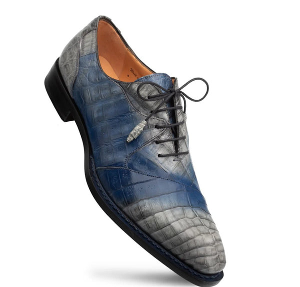 Mezlan Pueblo Crocodile Oxford - Grey/Blue