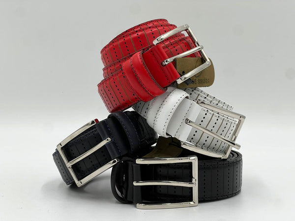 C Collection Palm Springs Leather Belt - Navy