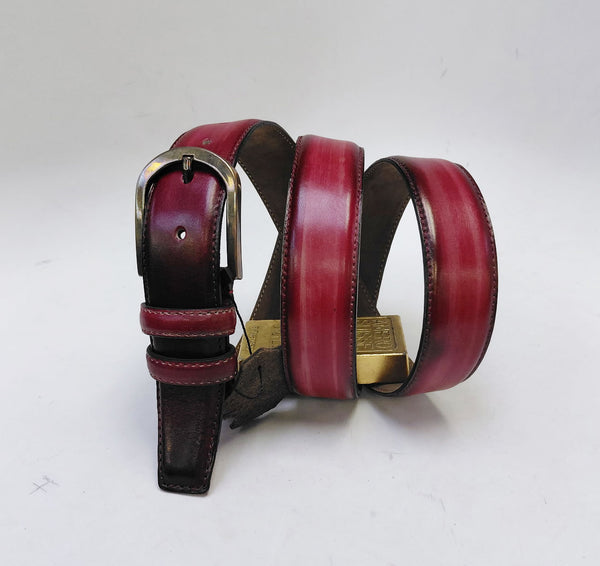 C Collection Leather Belt - Pomegranete