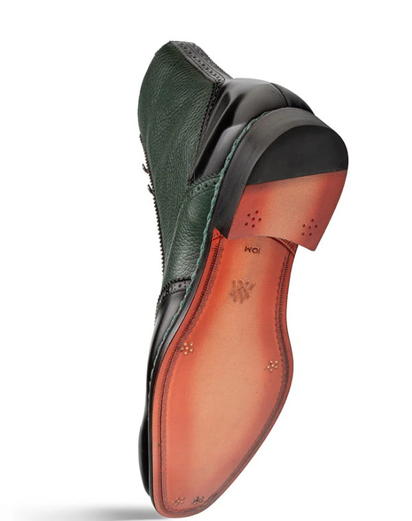 Mezlan Boot Pebbled & Smooth Leather - Black/Forest
