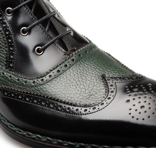 Mezlan Boot Pebbled & Smooth Leather - Black/Forest