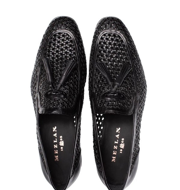 Mezlan Woven Leather Shoe - Black