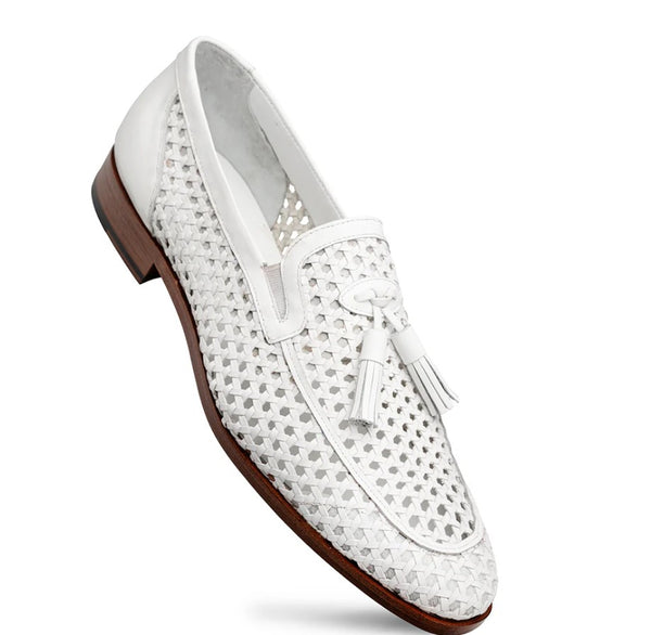Mezlan Woven Leather Shoe - White