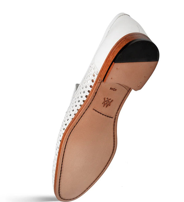 Mezlan Woven Leather Shoe - White