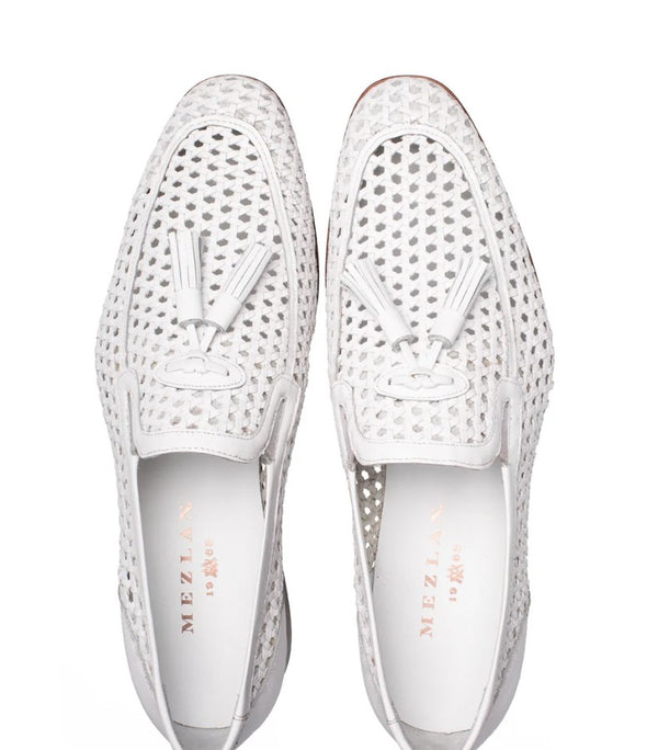 Mezlan Woven Leather Shoe - White