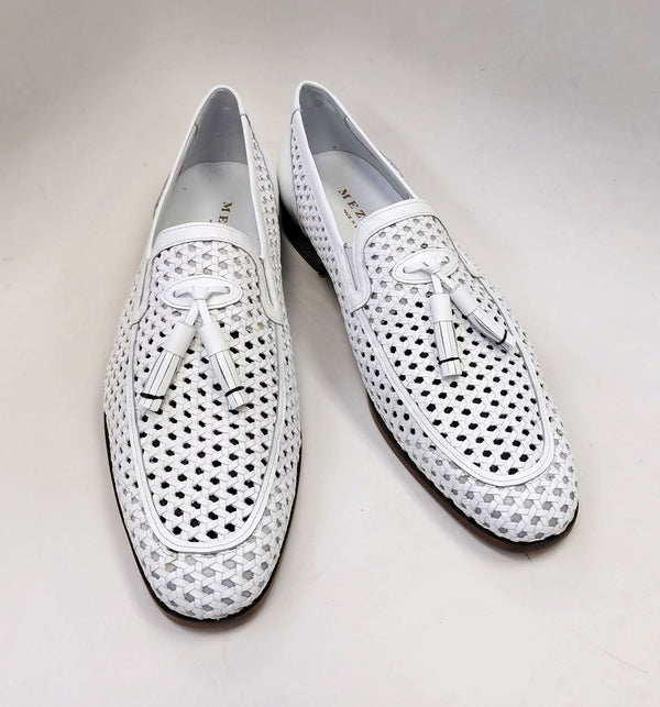 Mezlan Woven Leather Shoe - White