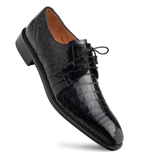 Mezlan "Riverside" Crocodile Lace-Up Shoe Blue