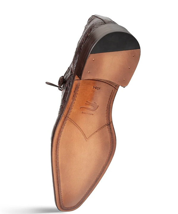 Mezlan "Riverside" Crocodile Lace-Up Shoe Brown