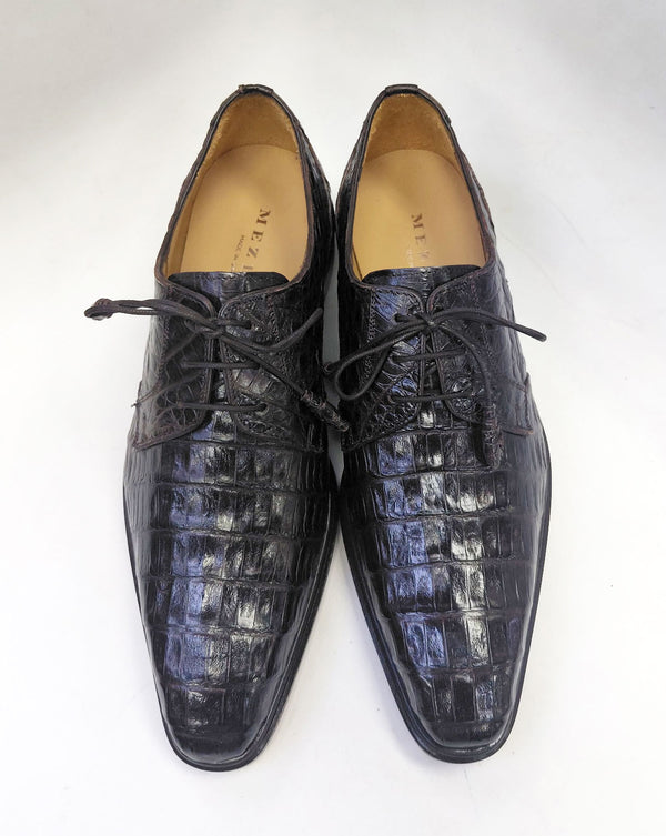 Mezlan "Beverly Hills" Crocodile Lace-Up Shoe Brown