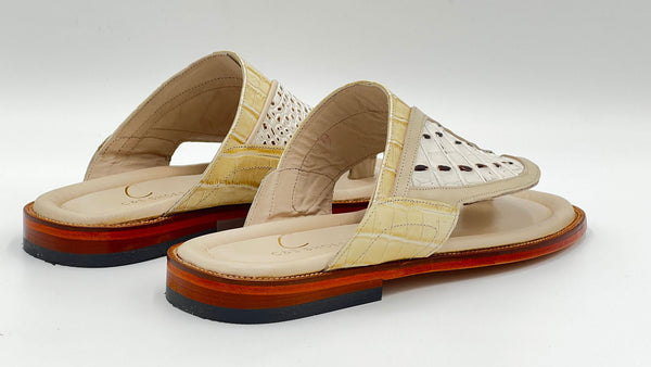 C Collection Leather Sandal - Bone/Beige