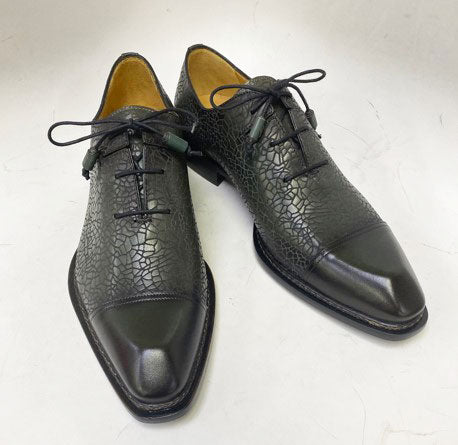 Mezlan Embossed Calfskin Oxford - Forest