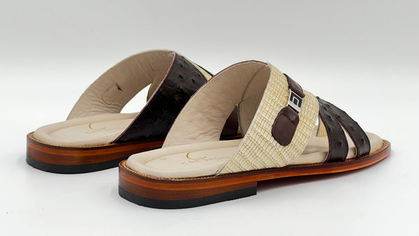 C Collection Leather Sandal - Brown/Beige