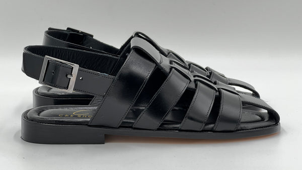 C Collection Leather Sandal - Black