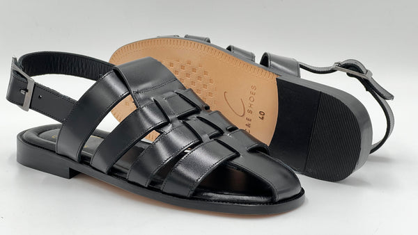 C Collection Leather Sandal - Black