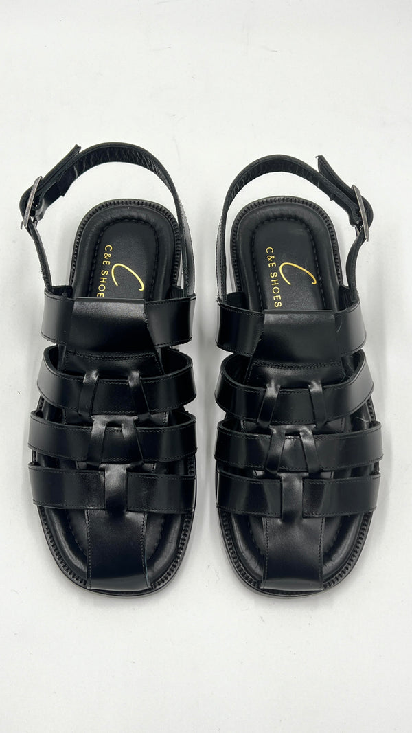 C Collection Leather Sandal - Black