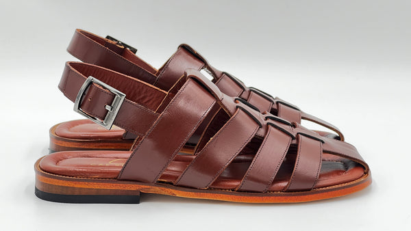 C Collection Leather Sandal - Brown