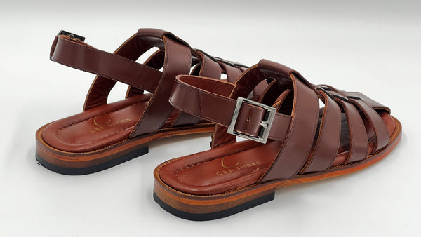 C Collection Leather Sandal - Brown