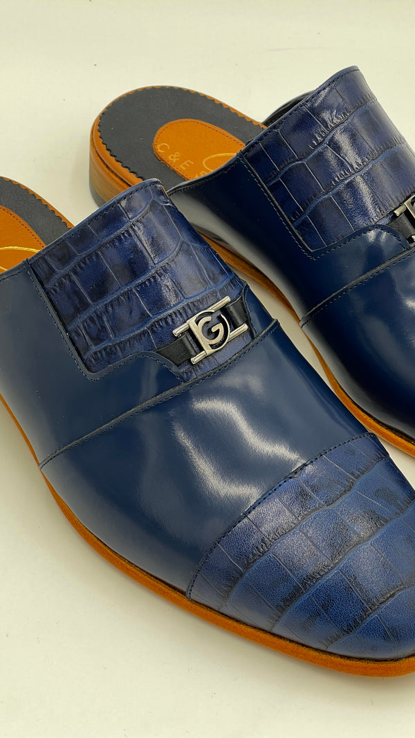 C Collection Leather Sandal - Blue