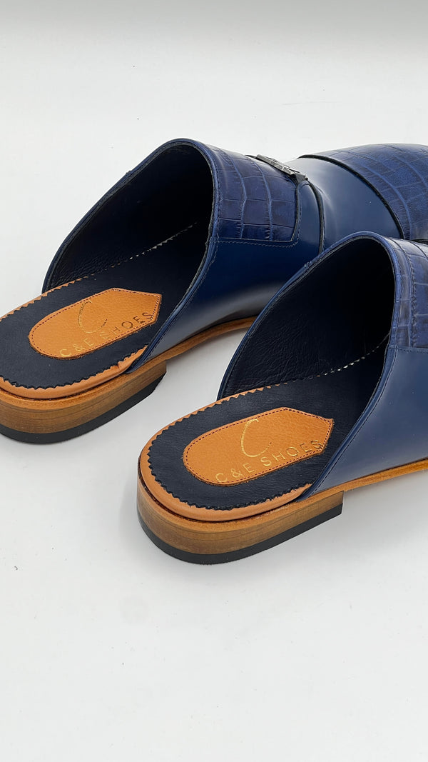C Collection Leather Sandal - Blue